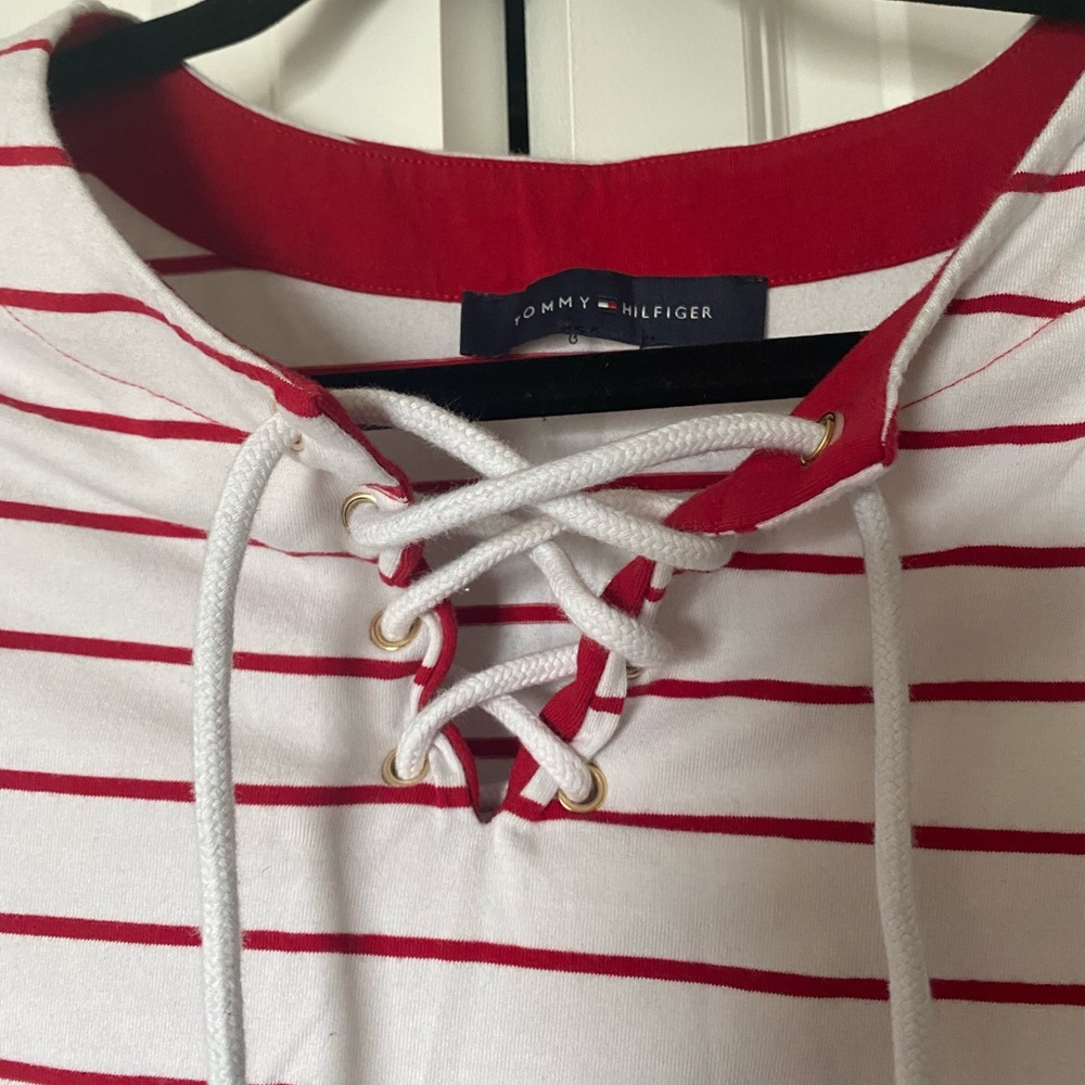Red and White Stripe Tommy Hilfiger T-Shirt Dress
